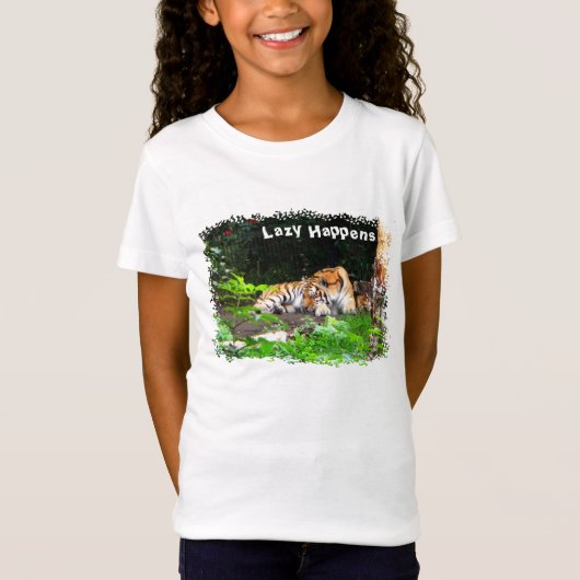 Lazy gebeurt in Siberian Tiger T-shirt (Voorkant)