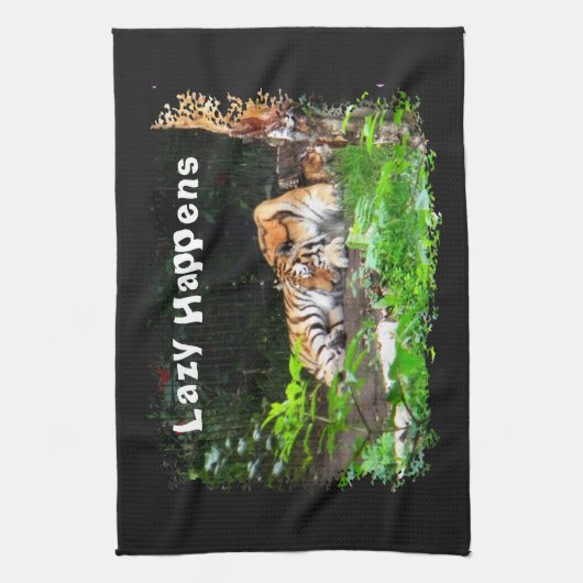 Lazy gebeurt in Siberian Tiger Theedoek (Verticaal)