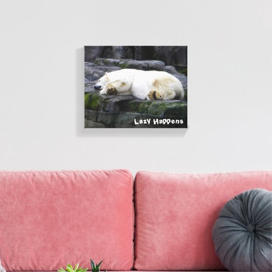 Lazy geluk Polar Beer Canvas Afdruk (Insitu (Woonkamer))