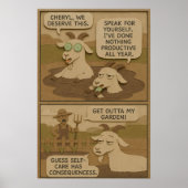 Lazy Goat Spa Dag Grappig Comic Poster (Voorkant)