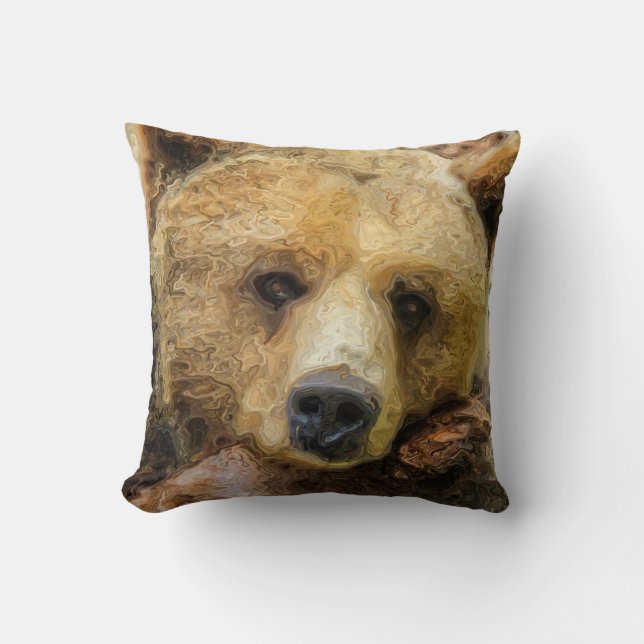 Lazy Grizzly Beer Kussen (Voorkant)