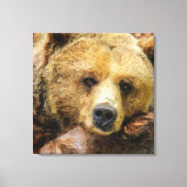Lazy Grizzly Beer realistische olie op canvas. Canvas Afdruk (Voorkant)