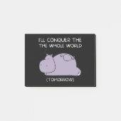 Lazy Hippo Ik veroverde morgen de wereld Post-it® Notes (Voorkant)
