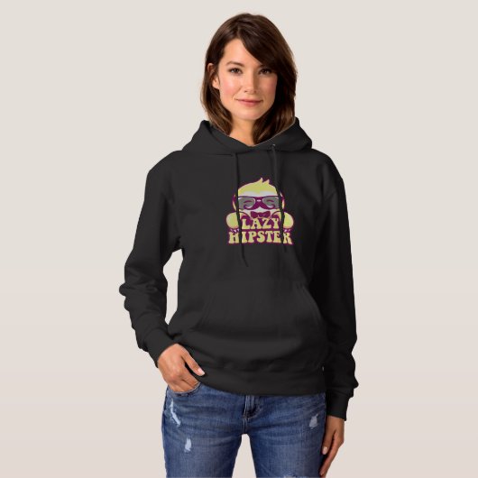 Lazy Hipster Sloth Mustache Freethinker Nerd Urban Hoodie (Voorkant volledig)