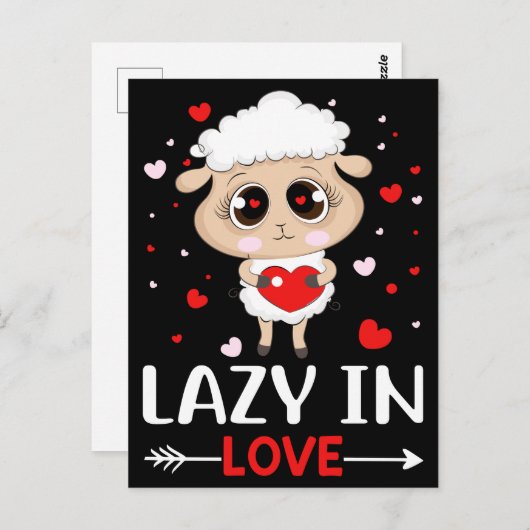 Lazy in Love Sheep for Valentijnsdag Singles Briefkaart (Voorkant / Achterkant)