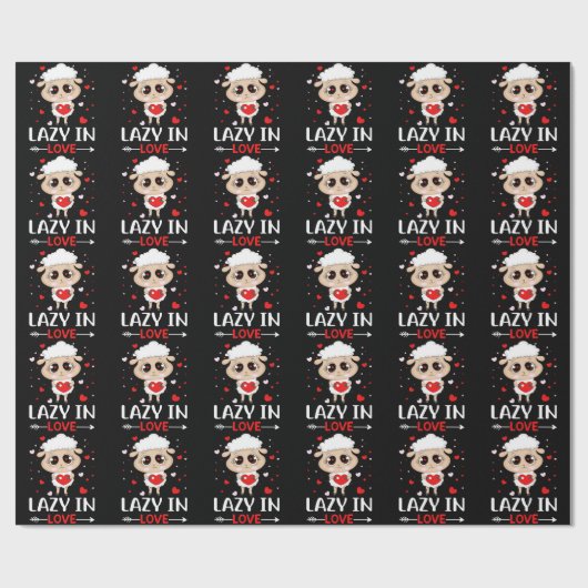 Lazy in Love Sheep for Valentijnsdag Singles Cadeaupapier (Vlak)