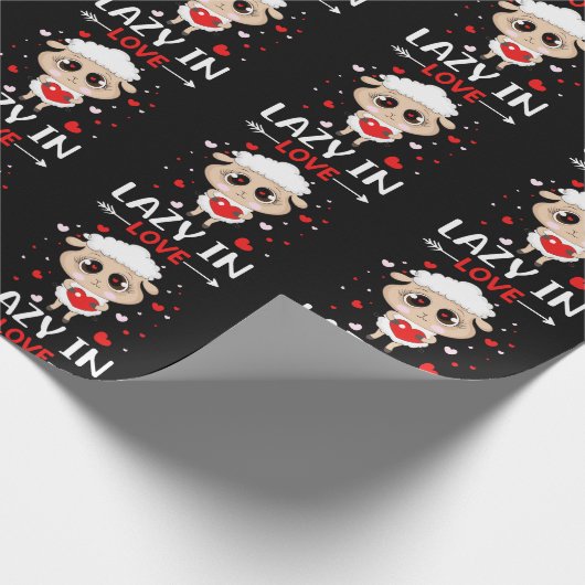 Lazy in Love Sheep for Valentijnsdag Singles Cadeaupapier (Hoek)