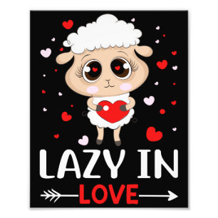 Lazy in Love Sheep for Valentijnsdag Singles Foto Afdruk