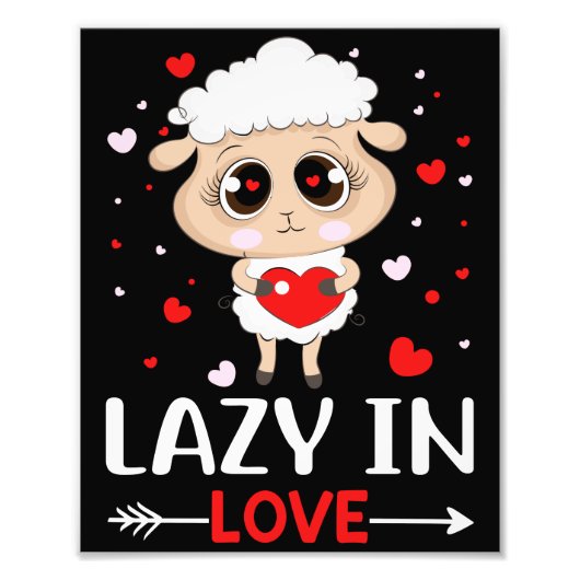 Lazy in Love Sheep for Valentijnsdag Singles Foto Afdruk (Voorkant)
