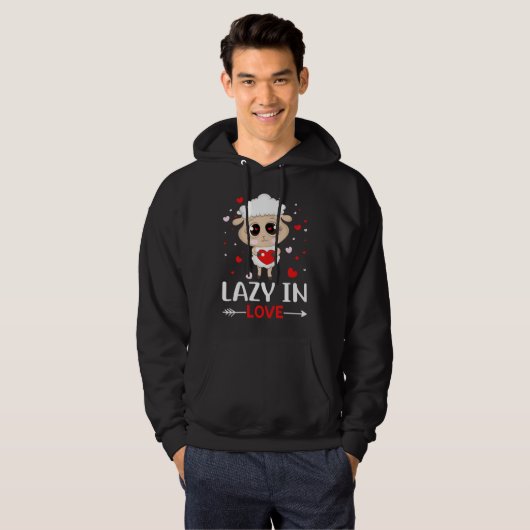 Lazy in Love Sheep for Valentijnsdag Singles Hoodie (Voorkant volledig)