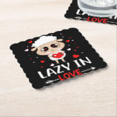 Lazy in Love Sheep for Valentijnsdag Singles Kartonnen Onderzetters (Gebogen)