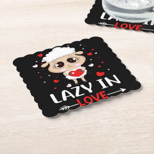 Lazy in Love Sheep for Valentijnsdag Singles Kartonnen Onderzetters (Gebogen)