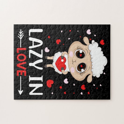 Lazy in Love Sheep for Valentijnsdag Singles Legpuzzel (Horizontaal)