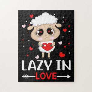 Lazy in Love Sheep for Valentijnsdag Singles Legpuzzel