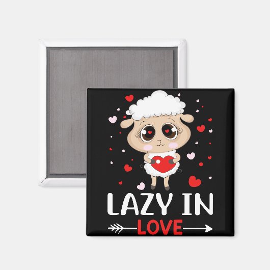 Lazy in Love Sheep for Valentijnsdag Singles Magneet (Voorkant / Achterkant)