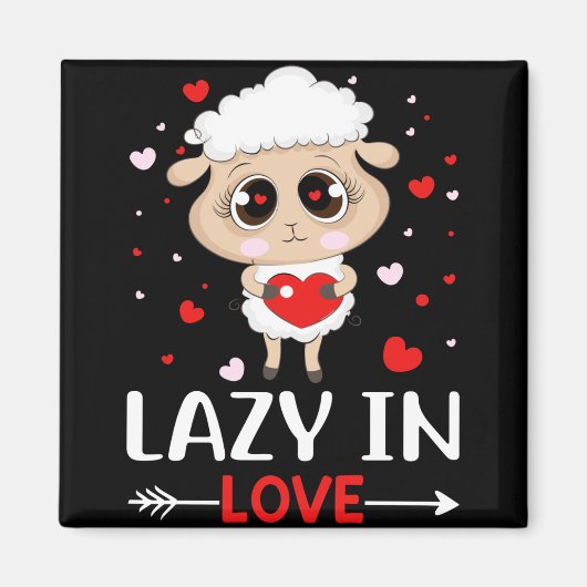Lazy in Love Sheep for Valentijnsdag Singles Magneet (Voorkant)