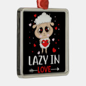Lazy in Love Sheep for Valentijnsdag Singles Metalen Ornament (Rechts)