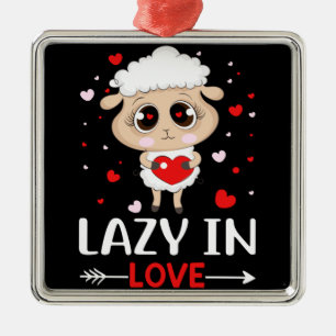 Lazy in Love Sheep for Valentijnsdag Singles Metalen Ornament