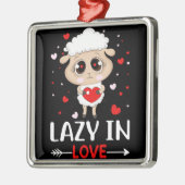 Lazy in Love Sheep for Valentijnsdag Singles Metalen Ornament (Links)