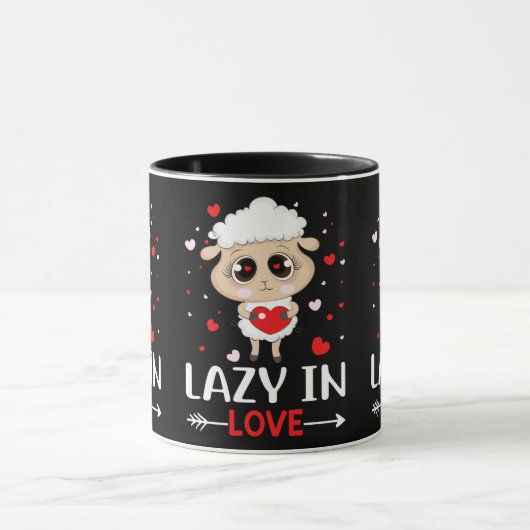 Lazy in Love Sheep for Valentijnsdag Singles Mok (Midden)