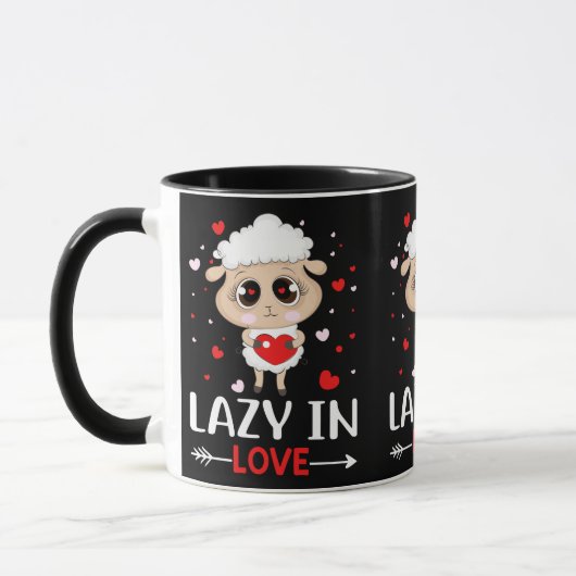 Lazy in Love Sheep for Valentijnsdag Singles Mok (Links)