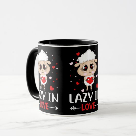 Lazy in Love Sheep for Valentijnsdag Singles Mok (Voorkant links)