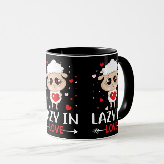 Lazy in Love Sheep for Valentijnsdag Singles Mok (Voorkant rechts)