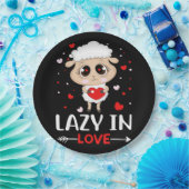 Lazy in Love Sheep for Valentijnsdag Singles Papieren Bordje (Feest)