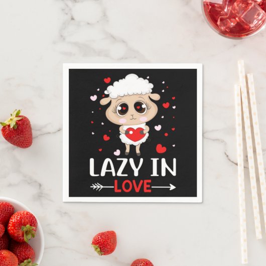 Lazy in Love Sheep for Valentijnsdag Singles Servet (Insitu)