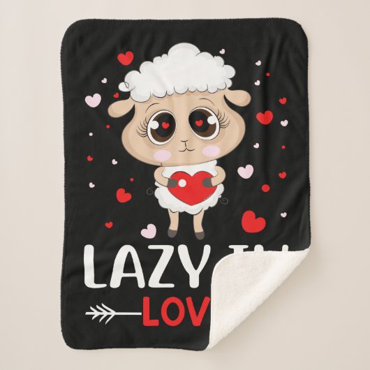 Lazy in Love Sheep for Valentijnsdag Singles Sherpa Deken (Voorkant)