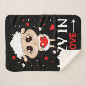 Lazy in Love Sheep for Valentijnsdag Singles Sherpa Deken (Voorkant (horizontaal))