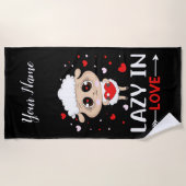 Lazy in Love Sheep for Valentijnsdag Singles Strandlaken (Voorkant)
