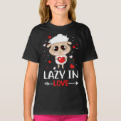Lazy in Love Sheep for Valentijnsdag Singles T-shirt (Voorkant)