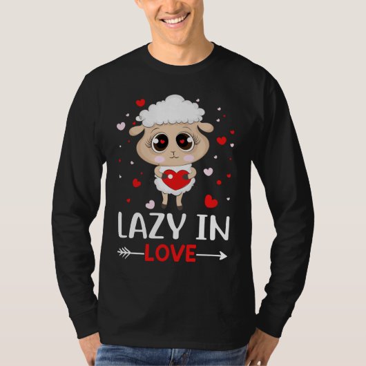 Lazy in Love Sheep for Valentijnsdag Singles T-shirt (Voorkant)
