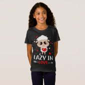 Lazy in Love Sheep for Valentijnsdag Singles T-shirt (Voorkant volledig)