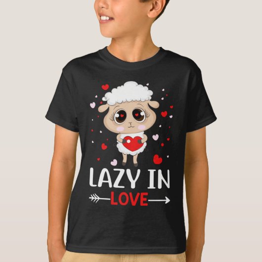 Lazy in Love Sheep for Valentijnsdag Singles T-shirt (Voorkant)