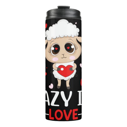 Lazy in Love Sheep for Valentijnsdag Singles Thermosbeker (Voorkant)