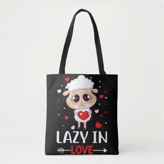 Lazy in Love Sheep for Valentijnsdag Singles Tote Bag (Voorkant)