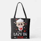 Lazy in Love Sheep for Valentijnsdag Singles Tote Bag (Achterkant)