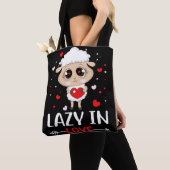 Lazy in Love Sheep for Valentijnsdag Singles Tote Bag (Dichtbij)
