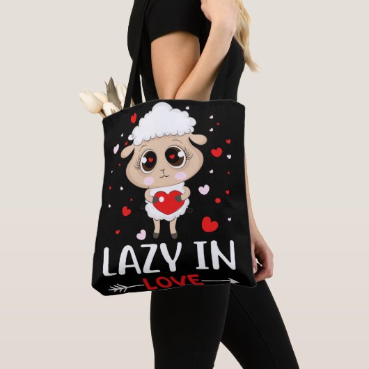 Lazy in Love Sheep for Valentijnsdag Singles Tote Bag (Dichtbij)