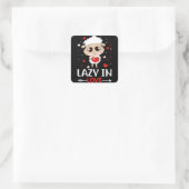 Lazy in Love Sheep for Valentijnsdag Singles Vierkante Sticker (Tas)