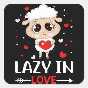 Lazy in Love Sheep for Valentijnsdag Singles Vierkante Sticker