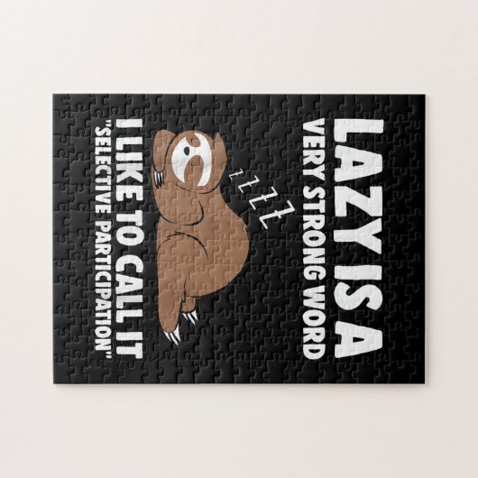 Lazy is een zeer sterke Word Sloth Legpuzzel (Horizontaal)