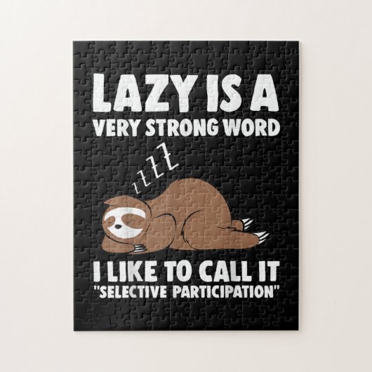Lazy is een zeer sterke Word Sloth Legpuzzel (Verticaal)