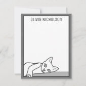 Lazy Kitten Whimsical gepersonaliseerde notitiekaa Notitiekaartje (Voorkant)