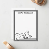 Lazy Kitten Whimsical gepersonaliseerde notitiekaa Notitiekaartje (Voorkant / Achterkant in situ)