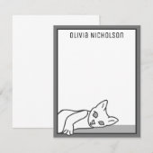Lazy Kitten Whimsical gepersonaliseerde notitiekaa Notitiekaartje (Voorkant / Achterkant)