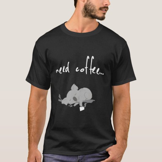 Lazy Koala Cute Caffeine T-shirt (Voorkant)