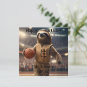 "Lazy Layups: A Sloths Game" Flat Verjaardag Kaart (Staand voorkant)